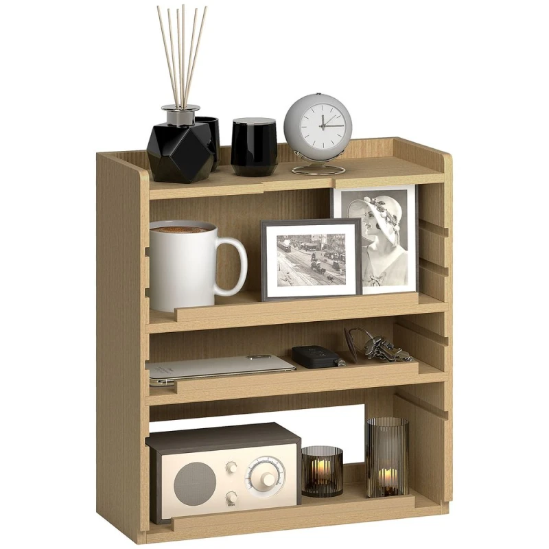 Image of HOMCOM 4-Tier Desktop Organiser with Cable Management for Stationery Oak Tone - Homcom 5056725549282