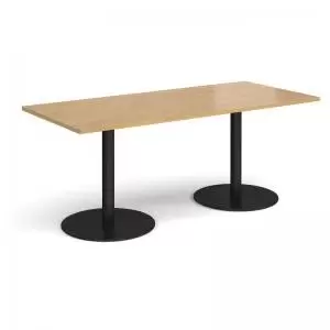 Image of Monza rectangular dining table with flat round Black bases 1800mm x