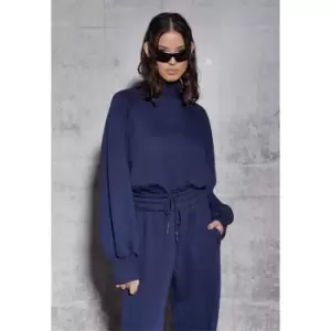 Image of Missguided RE STYLD Embroidered High Neck Sweat - Blue