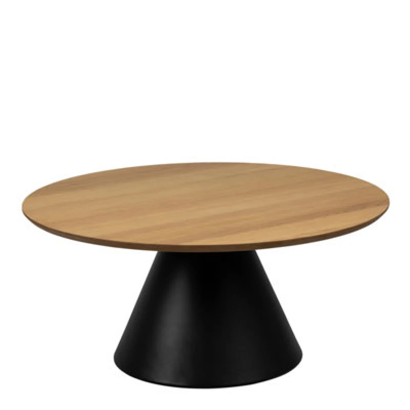 Image of Furniture To Go Soli Round Coffee Table In Oak/black 85X40Cm
