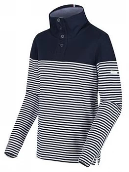 Image of Regatta Camiola Quarter Button Fleece - Navy Stripe, Navy Stripe, Size 16, Women