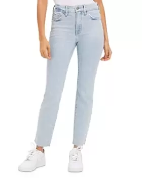 Image of Good American Good Legs Cigarette Raw Hem Jeans in Indigo145