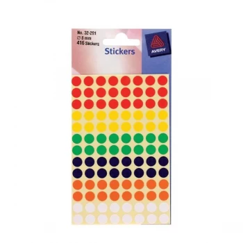 Image of Avery 8mm Self Adhesive Dot Stickers Assorted Colours 560 Labels CardsPackage