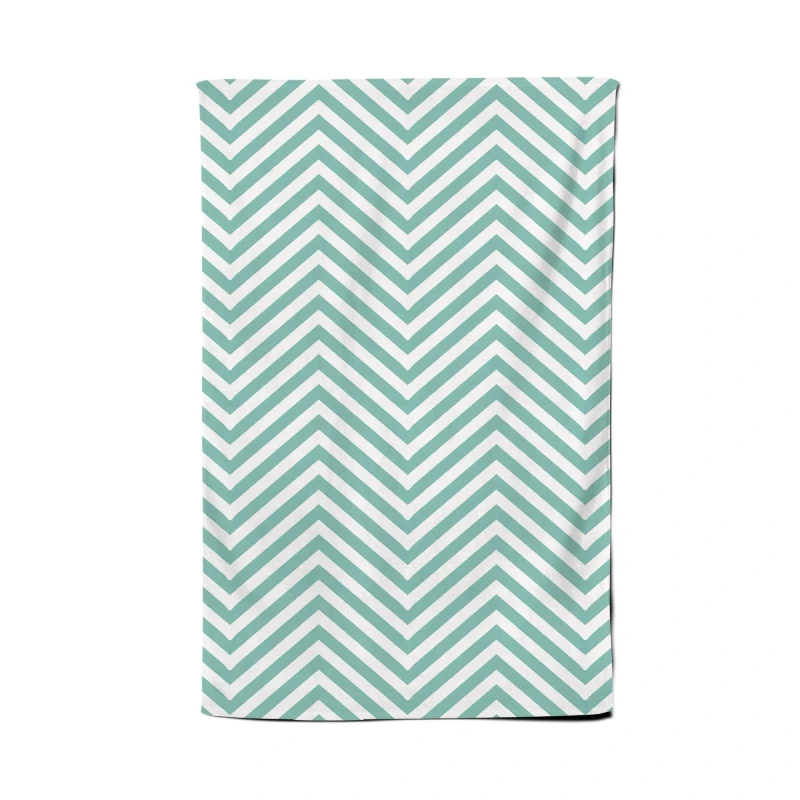 Image of Warren Reed - Designer Geometric Chevron Pattern Tea Towel in Green Green Unisex