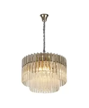 Image of Pendant Round 8 Light E14, Polished Nickel, Clear Glass Item Weight: 17.3kg