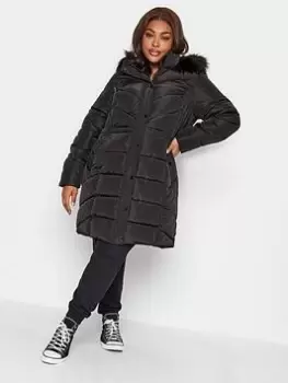 Image of Yours Midi Puffer Coat, Black, Size 18, Women