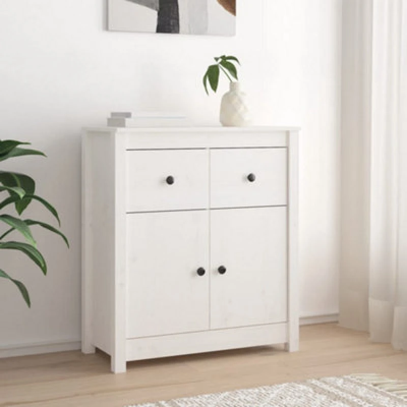Image of VIDAXL Sideboard White 70x35x80cm Solid Wood Pine Vidaxl 8720286922415