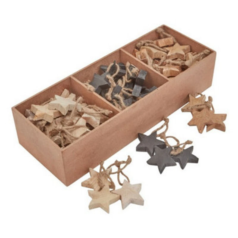 Image of Hill Interiors Star Hanging Decorations (Pack Of 90) - Wood - L8 X W12 X H35cm - Brown