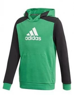 Image of Adidas Boys Badge Of Sport Hoodie - Green