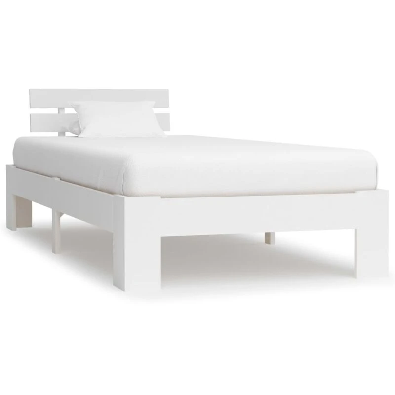 Image of vidaXL Solid Pine Wood Bed Frame White 100x200cm Single Bed Bedroom Furniture