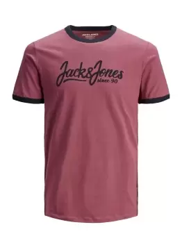 Image of JACK & JONES Contrast Hem Slim Fit T-Shirt Men Pink