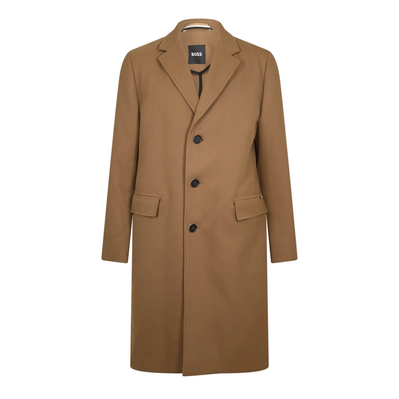 Image of Boss C-Hyde-Flaps-Hl-241 10254935 0 Overcoat Mens Open Brown male L