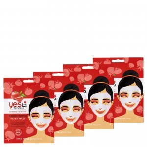 Image of yes to Tomatoes Blemishing Fighting Paper Single Use Mask (Pack of 4)