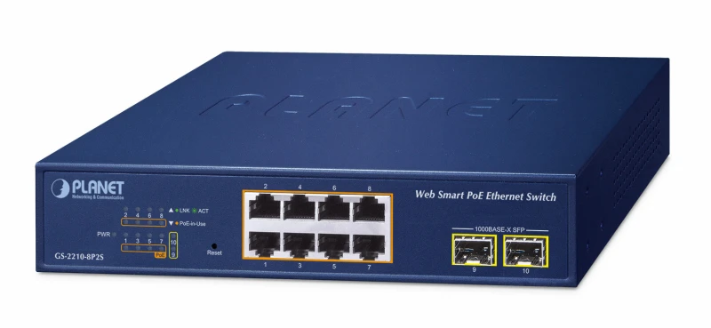 Image of PLANET 8-Port 10/100/1000T 802.3at Managed L2 Gigabit Ethernet (10/100