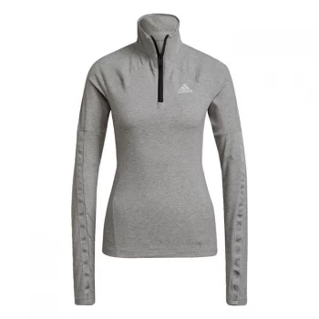 Image of adidas AEROREADY Designed 2 Move Cotton Touch half -Zip Lon - Medium Grey Heather