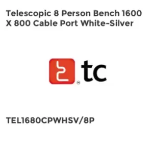 Image of TC Group Telescopic 8 Person Bench 1600 x 800 Cable Port White-Silver