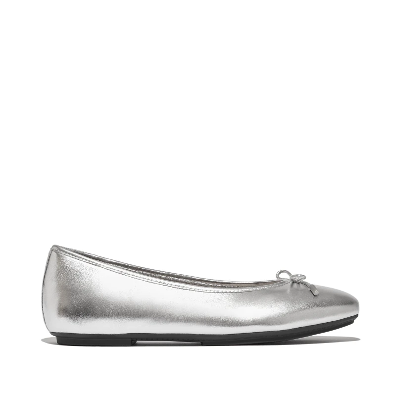 Image of Fitflop Womens Bow Metallic Ballet Pumps Silver female 4 (37)