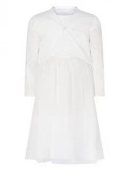Image of Monsoon Girls Bridal Lace Dress And Cover Up Set - Ivory