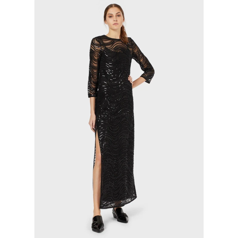 Image of Emporio Armani Emporio L txt dress - Black 6