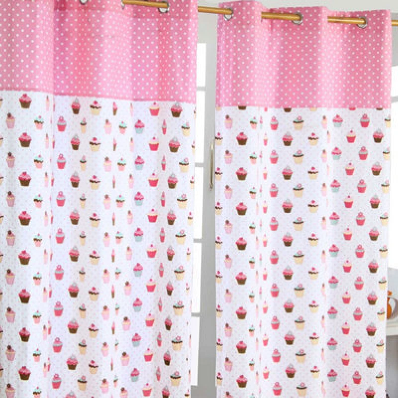 Image of Homescapes Cupcakes Ready Made Eyelet Curtain Pair, 137 X 228cm Drop