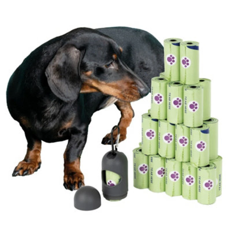 Image of Petlicity Dog Poop Bag Dispensers with 20 Rolls of Bags Light Green