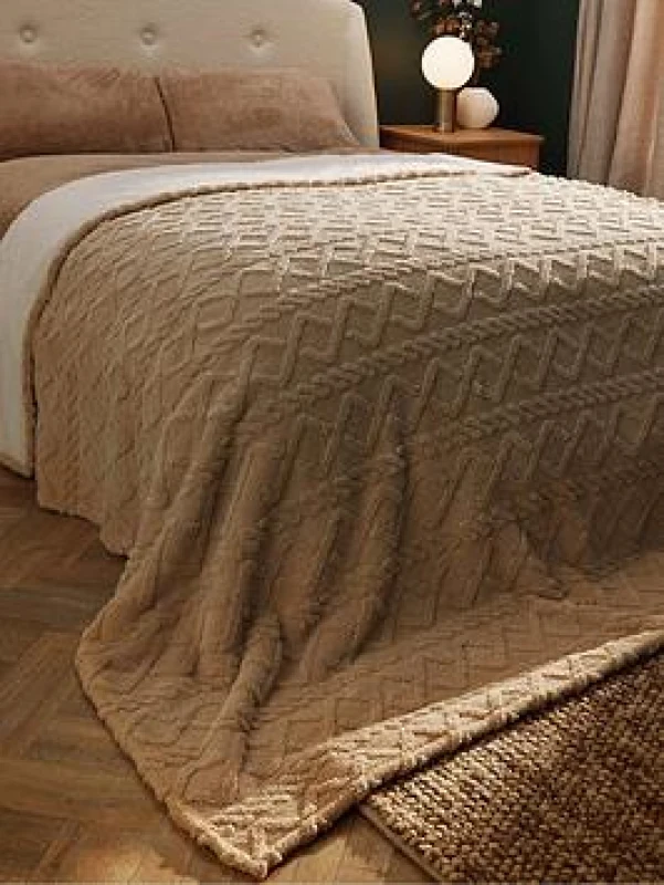 Image of Silentnight Snugsie Family Blanket - Cable Knit - Natural Natural W73NQ Unisex