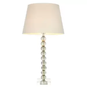 Image of Adelie & Cici Base & Shade Table Lamp Grey Green Tinted Crystal Glass & Ivory Fabric