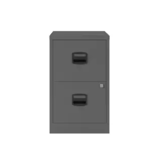 Image of Bisley 2 Drawer A4 Filing Cabinet, Anthracite Grey