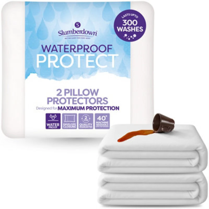 Image of Slumberdown Slumberdown 2 Pack Waterproof Protect Pillow Protector in White White One Size Unisex 5012924080025