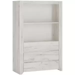 Image of Angel 3 Drawer Cupboard with Open Shelf in White Craft Oak - White Craft Oak