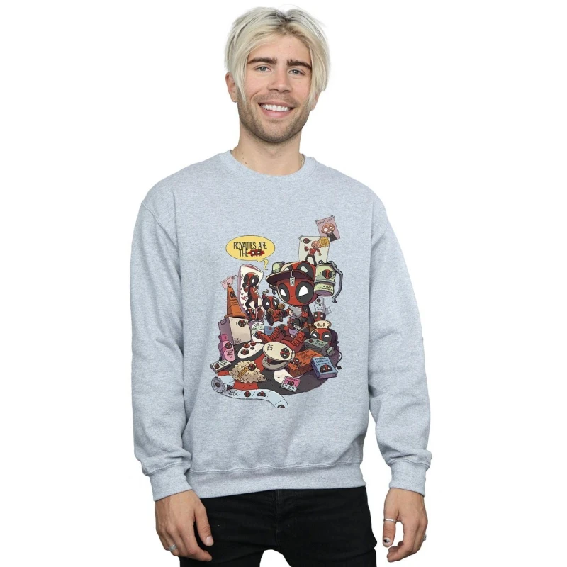 Image of Marvel Marvel Men Deadpool Merchandise Royalties Sweatshirt in Grey Size: Small Grey S Male 5057736834282