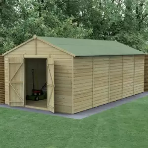Image of 20' x 10' Forest Beckwood 25yr Guarantee Shiplap Windowless Double Door Apex Wooden Shed - Natural Timber