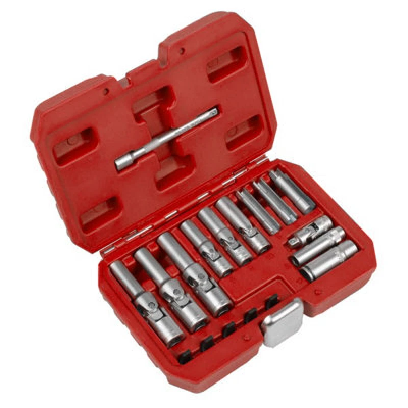 Image of Sealey 18 Piece 1/4" and 3/8" Drive Glow Plug Socket Set SX4031 Drive: Combination
