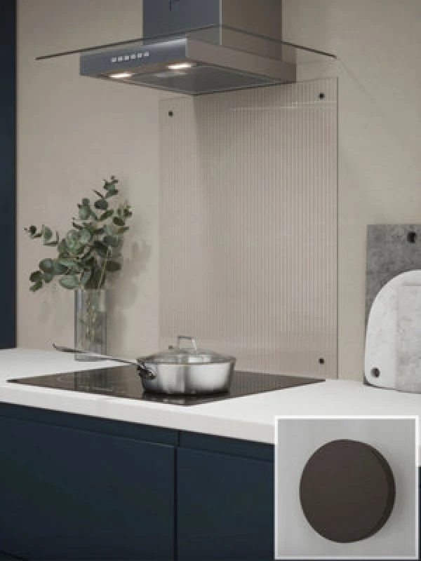 Image of Fluted Glass Kitchen Splashback (Fixing Kit With Bronze Caps) 600mm X 750mm X 4mm
