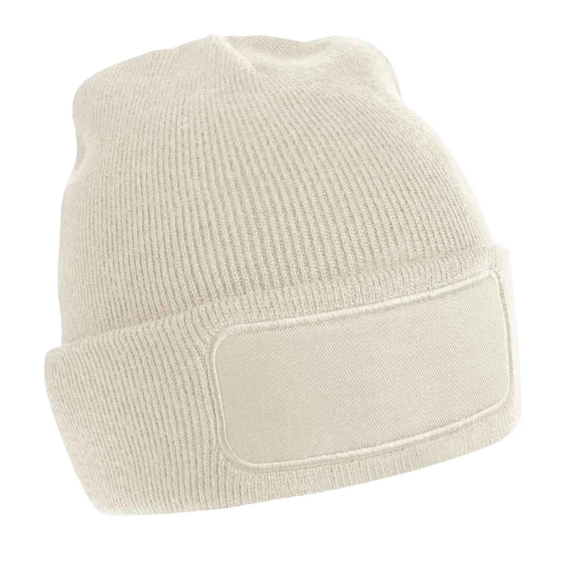 Image of Beechfield Beechfield Men Patch Beanie in Light Beige Light Beige One Size Male 5063238466111