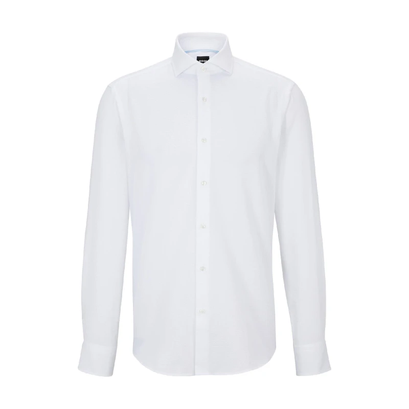 Image of Boss Mens H Joe Long Sleeve Oxford Shirt White male 17.75 inch