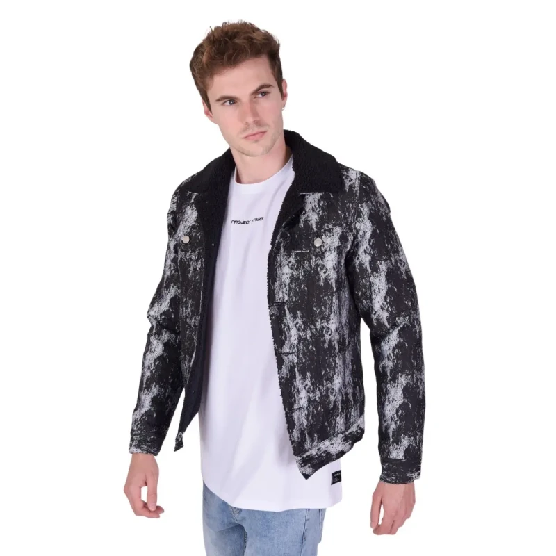 Image of Project X Paris Textured jacket with wool effect collar Project X Paris Noir Male XL