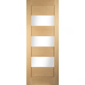 Image of JELD-WEN Curated Oregon Cottage Unfinished Oak 3 Light Clear Glazed Internal Door - 1981mm x 610mm (78 inch x 24 inch)