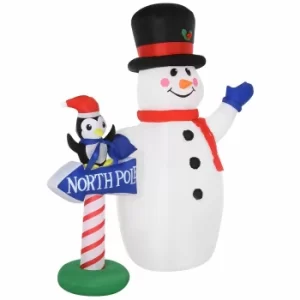 Image of Inflatable Light Up Snowman with North Pole Sign, none