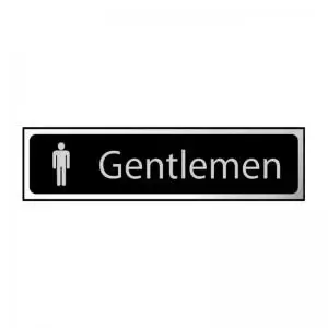 Image of Gentlemen Sign - Polished Chrome & Black Effect Laminate with Self-Adhesive Backing - 200 x 50mm