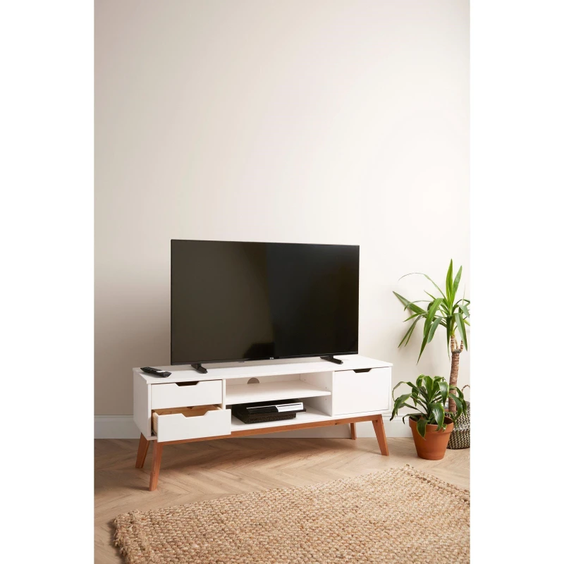 Image of Homelife Bergen Solid Pine TV Unit - White White One Size