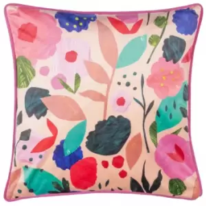 Image of Flower Girl Illustrated Cushion Pink / 43 x 43cm / Polyester Filled