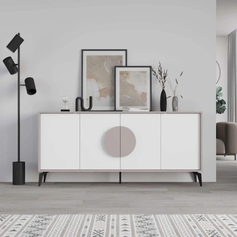 Image of Decortie Sideboard Console 180Cm 35.6X180X82Cm 4 Particleboard White, Multi 8680812121937