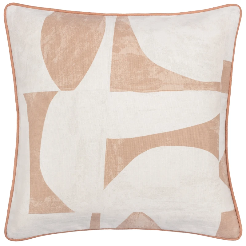 Image of Carro Abstract Piped Cushion Clay, Clay / 45 x 45cm / Polyester Filled