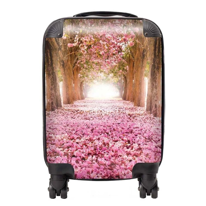 Image of Warren Reed - Designer Pink Flower Tree Tunnel Suitcase Size: Medium Pink Unisex Medium