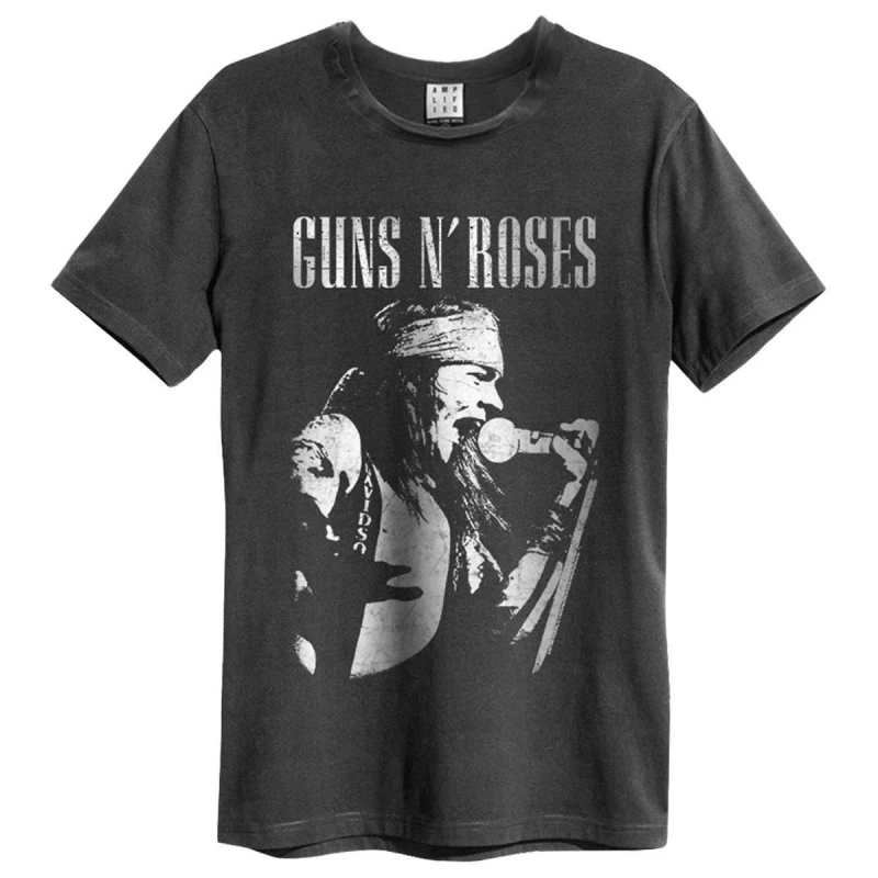 Image of Amplified Amplified Men Axl Live Profile Guns N Roses T-Shirt in Charcoal Size: Small Charcoal S Male 5063470344987