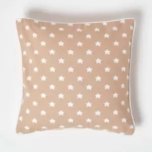 Image of Cotton Beige Stars Cushion Cover, 45 x 45cm - Natural - Homescapes