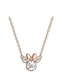 Image of Disney Minnie Mouse Rose Gold Plated Sterling Silver Crystal Pendant Necklace, One Colour, Women