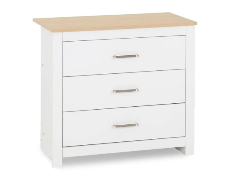 Image of Seconique Portland White and Oak 3 Drawer Chest of Drawers