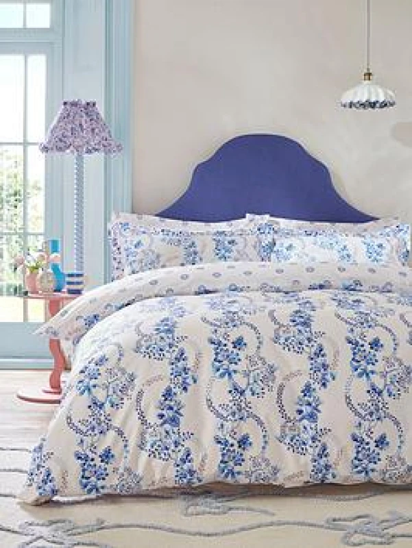 Image of Cath Kidston Road Floral Duvet Cover Bedding Set Cornflower